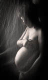 Photo de grossessen, voilage noir et blancs