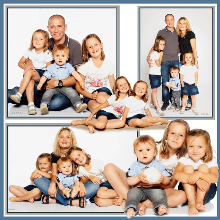 Tableau photos montage, portrait famille fond blanc